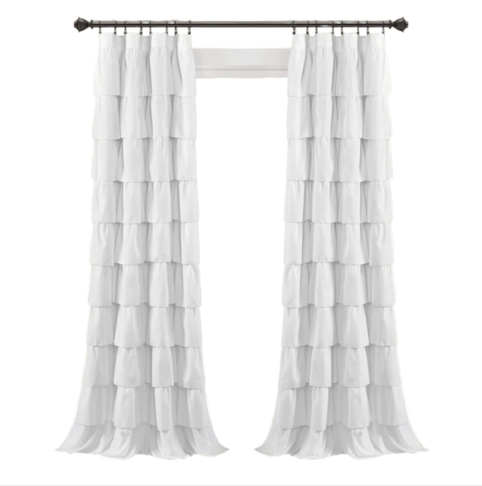 Lush Decor Store Ruffle Window Panel Curtains Only/White 50X84 $129 Value
